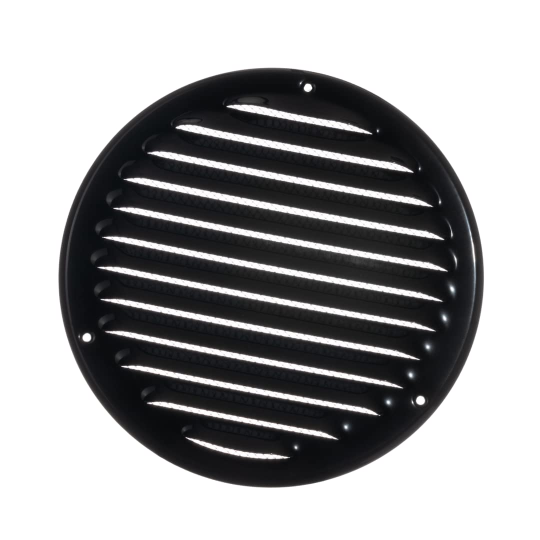 Ø 160mm / 6" inch Black Round Metal Air Vent Grille Cover with Insect Mesh - Ventilation Cover