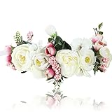 Flower Halo Crown Floral Headpiece - AWAYTR Bohemia Flower Headband Hair Wreath Garland for Women