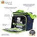 Insulated Picnic Basket - Lunch Tote Cooler Backpack w/Flatware Two Place Setting