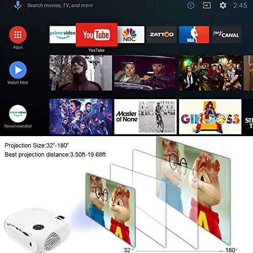 Wireless WiFi Projector 3800L,WEILIANTE 2020 Upgraded Mini Video Projector, Support 50,000Hrs, 200" Display, Full HD 1080P, Compatible with Android, iOS, Video Games, TV Stick, Laptops