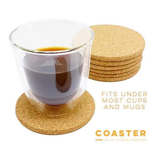 Cork Coasters Bulk Set of 12 Best Drink Coaster for Bottom of Drinks
