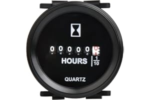 Yooreal Round Mechanical Hour Meter Gauge,Digital Hourmeter (DC 8-80V),Waterproof for Garden Tractor Sailboat Zero Turn Lawn 