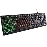 Sonfan Backlit LED Gaming Keyboard, Mechanical Feel USB Wired Keyboard New Version