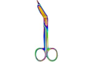 Artzone Lister Bandage Scissors - 5.5-Inch Cynamed Medical-Grade Stainless Steel Shears - Multi-Colored Rainbow Titanium Finish - Sharp Blades Cut Through Bandages, Dressing, Tape, Gauze, Clothing