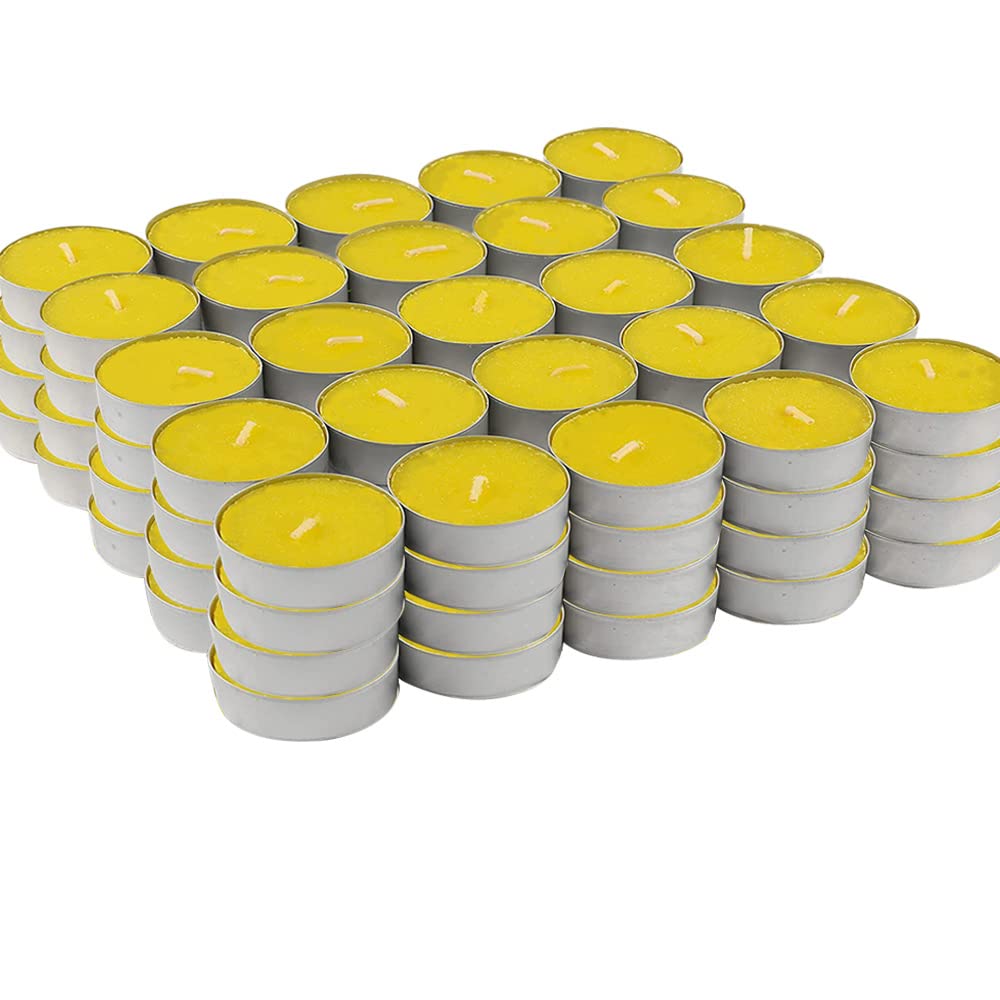 ZOPPER Citronella Tealights Candles Pack of 100 - Insect, Mosquito & Fly Repellent Candles Indoor and Outdoor Decorative 4-Hour Burn Time