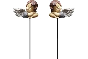 JIUMO Decorative Angles Garden Stakes Small Cherub for Potted Plants Little Angels Decorations Fairy Garden Accessories Memorial Figurine for Indoor Plant Set of 2