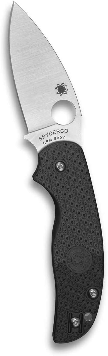 Spyderco Sage 5 Lightweight PlainEdge Folding Knife with Black FRN Handle and Full-Flat CPM S30V Steel Blade - C123PBK