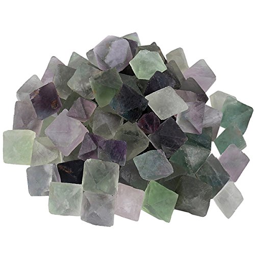 SUNYIK Natural Fluorite Rough Stone,Rhombus Crystal Quartz Point for Tumbling,Cabbing, 0.8-1.5 inch,0.5pound (About 230 Gram)