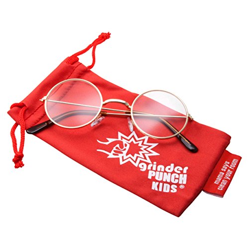 Kids Size Non-Prescription Glasses Round Circle Frame Clear Lens Costume (Age 3-10) Gold