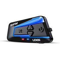 LEXIN Motorcycle Bluetooth Headset with Music Sharing, B4FM 10 Riders Communication Systems, Universal Helmet Bluetooth Inter