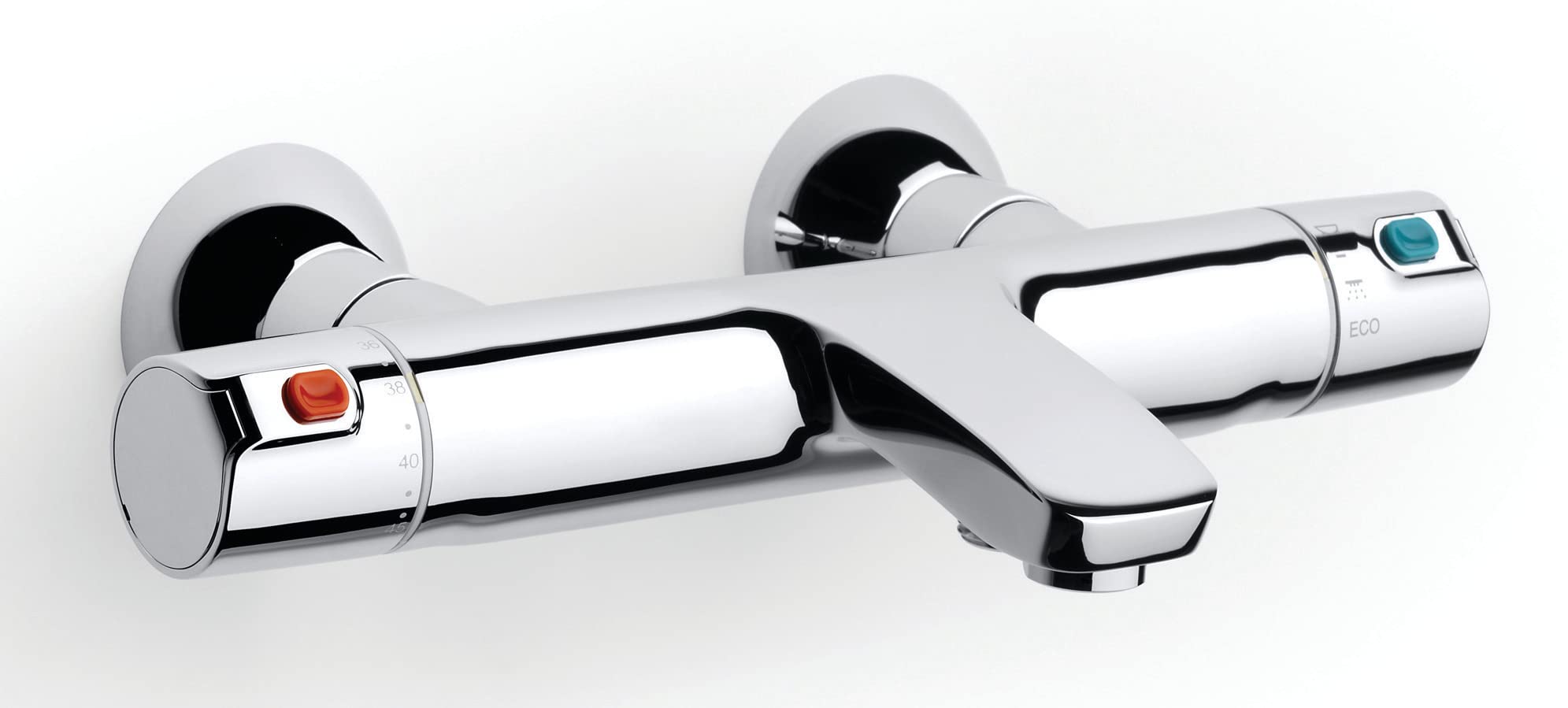 Roca A5A1118C00 Wall-mounted thermostatic bath faucet, with diverter-flow regulator, collection T-500