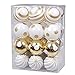 KI Store Christmas ball ornaments Shatterproof Tree Decorations decorative Creamy Hanging Decor Set of 24 (Gold and White, 2.36