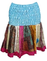 Womens Mini Skirts Sky Blue Silk Flowy Swing Short Flirty Skirts OneSize