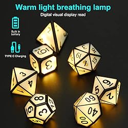 HTPOW Light Up DND Dice Set of 7 USB Rechargeable