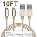 Lightning Cable, GOOLEEN 2Pack 10FT Nylon Braided Extra Long 8 pin USB Charger Cables and Sync Charging Cord For Apple iPhone 7/7 plus/SE/6/6s/6 plus/6s plus,iPad Pro/Air/Mini,iPod Nano/Touch- Gold