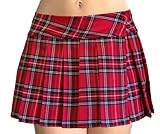Red Schoolgirl Tartan Plaid Pleated Mini Skirt Stewart