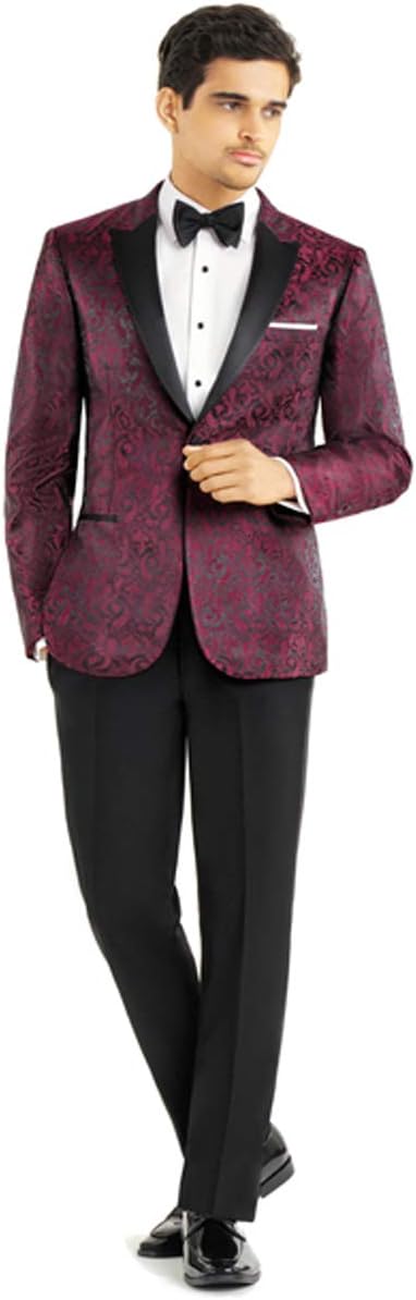 Burgundy Paisley Slim Fit Tuxedo Jacket