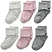 Carter's Baby Girl Folded Cuff Socks (6 Pack), White/Pink/Grey, 12-24 Months