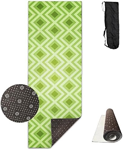 Green Block Premium Design Yoga Mat, Extra Long (24"x71"), Non-slip, Eco-friendly, Ideal For Bikram, Hot Yoga, Ashtanga, Pilates, Or Sweaty Practice. Includes Carrying Strap!