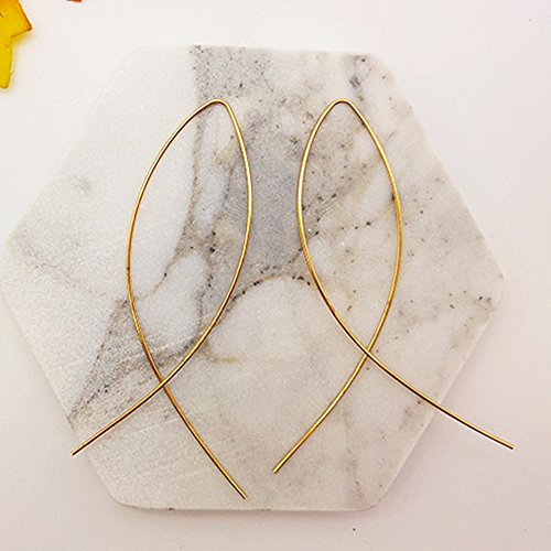 Threader Dangle Earrings Ear Drop Crawler Climber Studs Hoops Linear Long Line Geometric Charms Jewelry Golden Plated