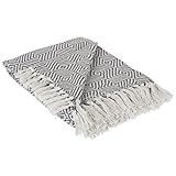 DII 100% Cotton Geometric Daimond Throw for Indoor/Outdoor Use Camping Bbq's Beaches Everyday Blanket, 50 x 60, Mineral Gray