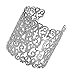 Yueton Metal Circle Artistic Hollow Flower Pattern Open End Cuff Bangle Bracelet (Silver)