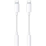 [Apple MFi Certified] 2 Pack Lightning to 3.5 mm Headphone Jack Adapter iPhone 3.5mm Jack Aux Dongle Cable Converter Compatib