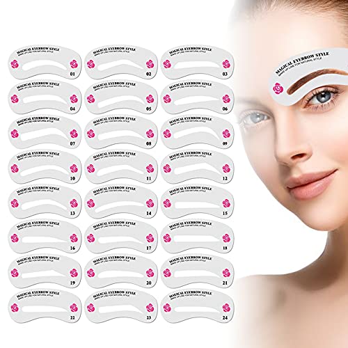 24 Styles Eyebrow Stencil Kit,Eyebrow Template,Reusable Eyebrow Shaper Kit,Dedicated To Eyebrow Pencil Eyebrow Gel Eyebrow Soap Stencil,Easy And Fast To Create Natural Eyebrow Makeup
