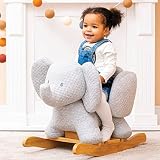 Nattou Wooden Rocker Elephant Tembo Grey Padded Seat Safety Belt Ages 10-36 view 4