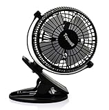 TOPWELL 360 Degree Rotation Clip-on USB Fan, Black