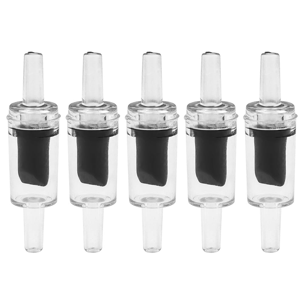 Sarini 5pcs Aquarium Air Pump Check Valve Clear Plastic One-Way Check Valve For Fish Tank (Black)