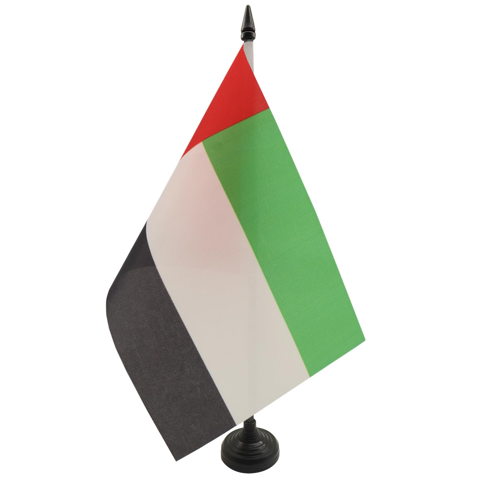 AZ FLAG Fujaïrah Table Flag 5'' x 8'' - UAE Emirate of Fujaïrah Office Decoration 100% Polyester 21 x 14 cm - Mini Desk Flag with Pole and Black Plastic Base
