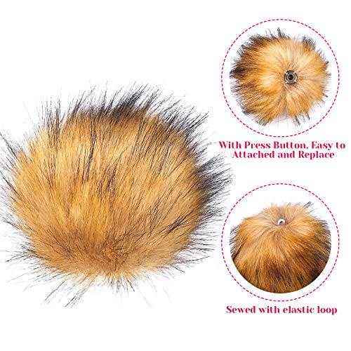 image for Anezus 15 Pieces Faux Fur Pom Poms for Hats with Press Button and Sewi