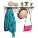 MyGift White Heart Design Wall Mounted Floating Storage Shelf with 4 Coat Hooks/Entryway Organizer Rack