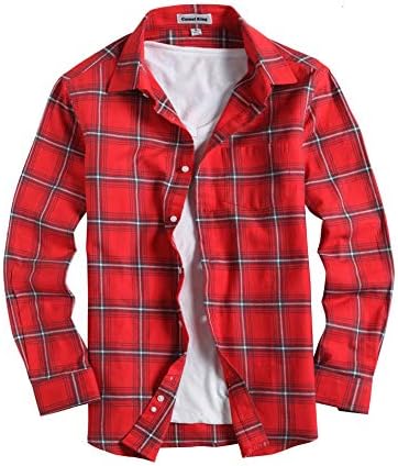 Men's Casual Button Down Shirts Long Sleeve Regular Fit Plaid Flannel Shirt