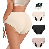 Gemfit Period Underwear for Women Heavy Flow - Seamless High Waisted Leakproof Absorbent Briefs 3 Pack