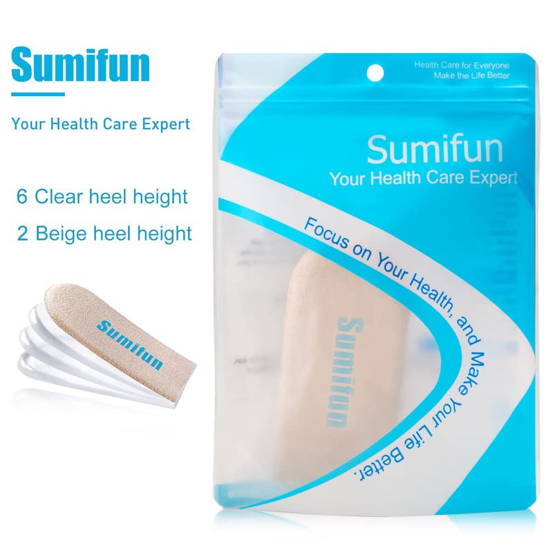 Sumifun Heel Lift, 4Layer 1 Inch Gel Shoe Lifts for Women Uneven Legs