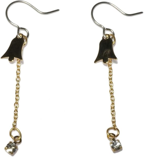 Amazon Co Jp レディースピアス ベル 鈴 キラキラ チェーン ゴールド シルバー サージカルステンレスフック フックピアス A ゴールド ジュエリー