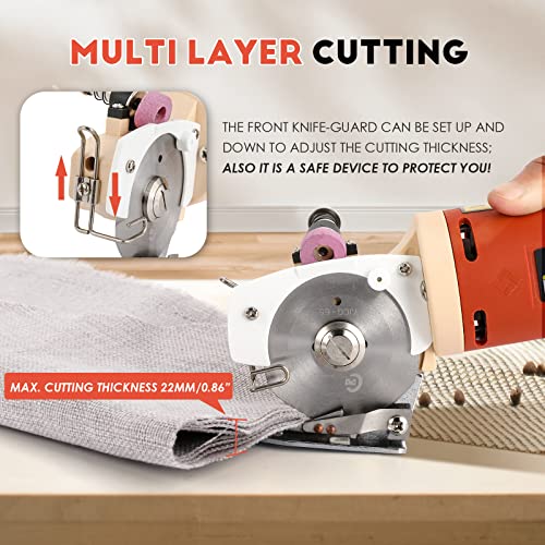CGOLDENWALL Electric Rotary Fabric Cutter, Multilayer Electric Fabric