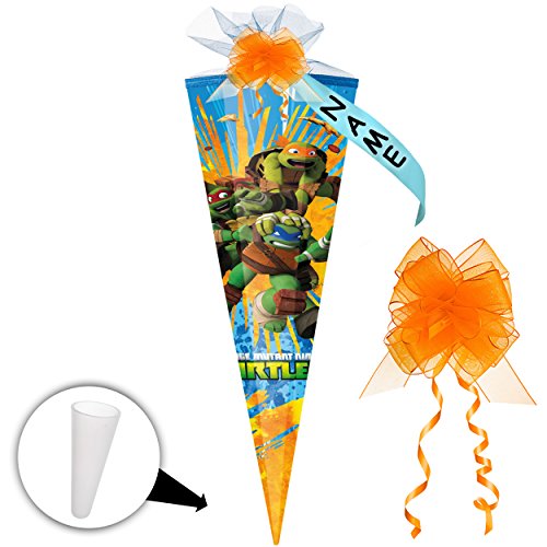 alles-meine.de GmbH 10 Stück Schultüten - Teenage Mutant - Hero Ninja Turtles - 50 cm - rund - incl. individueller…