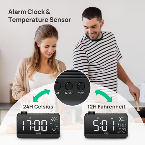Alarm Clock for Heavy Sleepers, WINEES Digital Clock White Noise