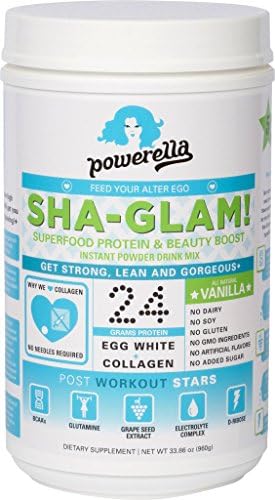 Powerella Sha-Glam Egg White &amp; Collagen Protein Powder, Dairy-Free, Soy-Free, All-Natural Vanilla, 2.1lb.