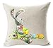 Bnitoam Happy Easter Oil Painting Smile Bunny Color Egg and Butterflies Cotton Linen Square Decorative Throw Pillow Case Cushion Cover 18inchs (5)