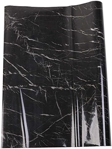 CXP Marbled PVC Self-Adhesive Wallpaper Simulation Veneer Wallpaper Tabletop kitchen Furniture Living room Renovated (black)