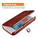 iPhone SE Leather Case, Icarercase Vintage Genuine Leather Side Open Wallet Cases with 2 Card-Slots, Folio Flip Style with Magnetic Closure with Stand Function for Apple iPhone SE / 5s / 5 (Brown)
