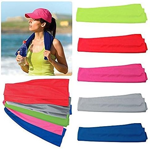 Fantastical Very Kool Cooling Towel - Set of 5 included (Blue, Red, Green, Pink, Gray) 34" L x 12" H