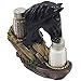 Black Stallion Salt and Pepper Shaker Set with Holder Display Stand Horse Figurine Featuring an Old-fashioned Wagon Wheel on Wood Fence, Horseshoes and Lasso Accents for Rustic Country Western Kitchen Decor Table Centerpieces As Gifts for Cowboys