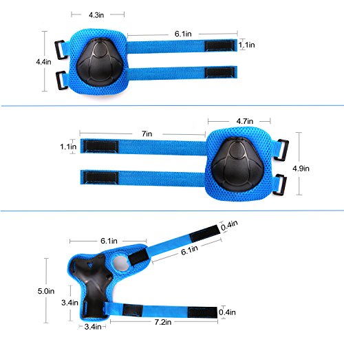 Kids Protective Gear Set, Sport Safety Equipment Adjustable Child Helmet Knee Elbow Pads Wrist Guards for Skating Skateboard and Other Sports Outdoor Activities, 7 Packs - Thumbnail 5