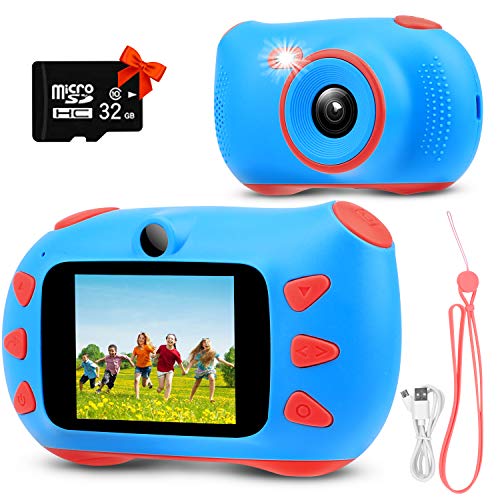 RUMIA Kinderkamera Fotoapparat Kinder Digitalkamera Mit 2 Zoll IPS-Bildschirm, 1080P HD, 32G TF Karte Geschenke…