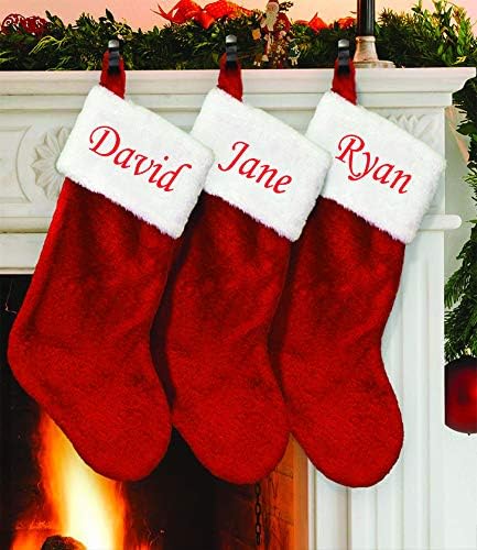 Stockings & Holders - DSGN By DNA Personalized Custom Embroidered Christmas Xmas Plush Stocking 20 Inches